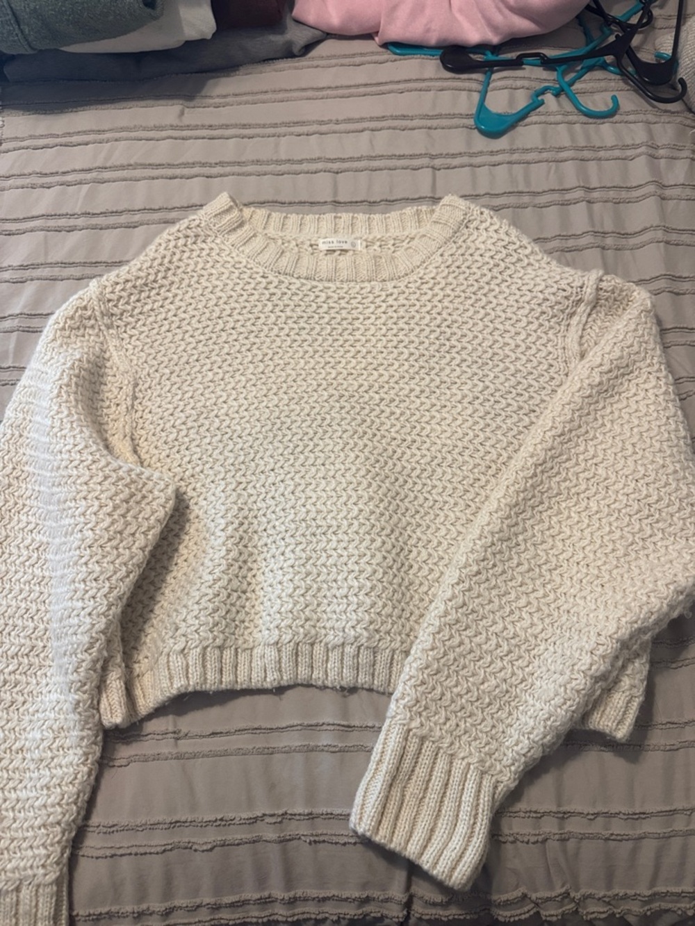 Classic Crewneck Knit Sweater in Cream